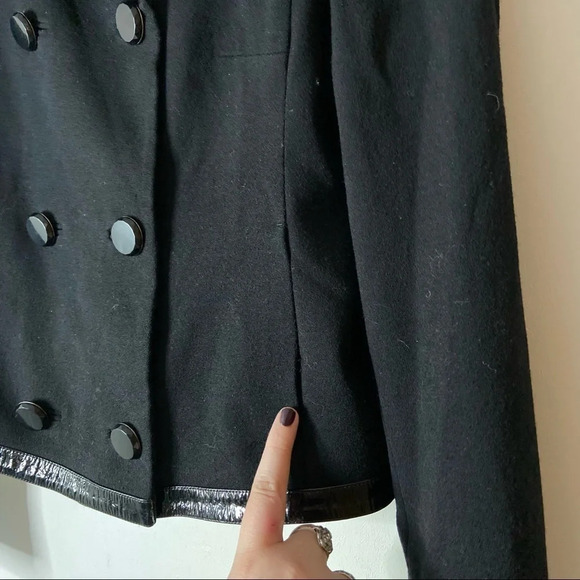 ELIE TAHARI Virgin Wool Leather Blazer Double Breasted Fall Jacket Size Small - Picture 11 of 14